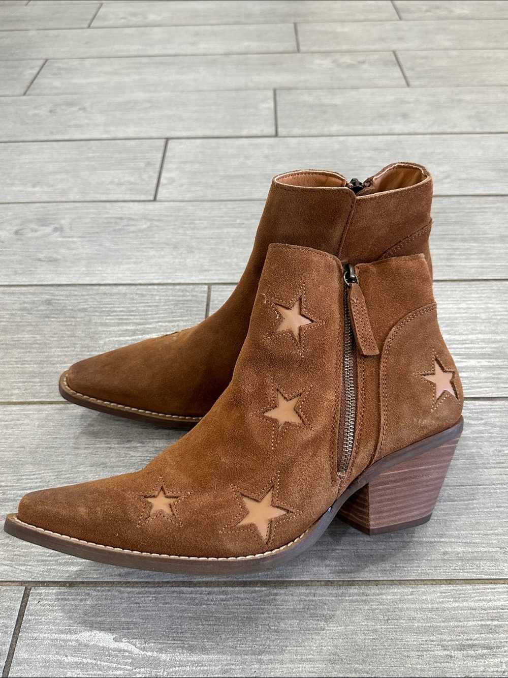 Dingo Little Star Cut Out Snip Toe Zippered Cowboy Booties New! - Picture 7 of 12